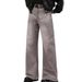 Vintage Washed Gray Denim Pants – Oversized Straight-Leg Jeans For Men & Women (S-3xl) Anti-Stiffness Washes_mkmklike.com