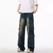 Men's Clothing Niche Design Washed Distressed Workwear Jeans For Men Trendy Cleanfit Loose Straight Leg Trousers For Men And Women_mkmklike.com