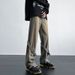 Men's Blue Jeans New Style Straight Leg Loose Fit With Ribbon Design High Street Wide Leg Pants_mkmklike.com