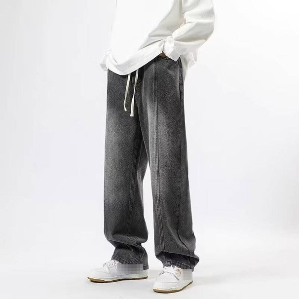 Men's Washed Denim Jeans Straight Leg Loose Fit Retro Distressed Street Style Hip Hop Pants Spring Autumn European American_mkmklike.com