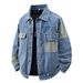 Men's Clothing Spring And Autumn Large Size Patchwork Denim Jacket Men's Long Sleeve Casual Loose Top Douyin Hot Style Fashion Trend Thick Jacket_mkmklike.com