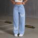 Rhinestone Butterfly Embellished High-Waisted Straight Leg Jeans For Women - Trendy Casual Denim Pants With Cotton Blend Fabric_mkmklike.com