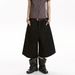 Retro American Denim Black Cropped Shorts for Women Loose Wide Leg Simple Style New Summer Fashion Men And Women_mkmklike.com