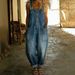 Retro Distressed Loose Women's Casual Denim Jumpsuit With Adjustable Buckle NK402_mkmklike.com