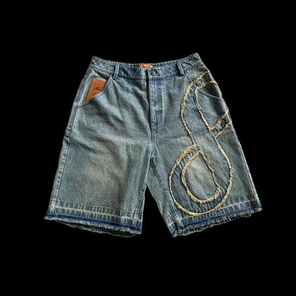 Unisex Vintage Washed Denim Shorts – Relaxed 5-Inch Inseam (Distressed Blue/Faded Grey, S-2XL) | 90s Streetwear & Hip-Hop Styling_mkmklike.com