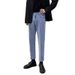 BOY Korean Style Nine-point Jeans Men Light Color Loose Straight-leg Spring And Autumn Trendy All-match Slimming Small Feet_mkmklike.com