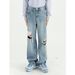 Men's Clothing Ripped Floor Mopping Pants Loose Washed Straight Jeans_mkmklike.com