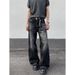 Vintage Washed Cleanfit Men's Jeans - Relaxed Straight Leg Retro High Street Style With Slight Flare_mkmklike.com