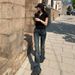 Women's Clothing Low Rise Flared Jeans American Style Sexy Design Tight Fitting Horseshoe Pants For Women Fall Collection_mkmklike.com