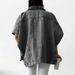K Plus-size Women's Fashion Denim Drop-shoulder Sleeve Jacket;_mkmklike.com