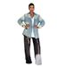 Women's Retro Distressed Washed Denim Jacket Light Blue Solid Workwear Style Patchwork Details Spring/Autumn_mkmklike.com