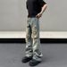 Ripped Jeans Men's Spring New American Retro Washed Old Ruffian Handsome High Street Loose Straight Pants_mkmklike.com