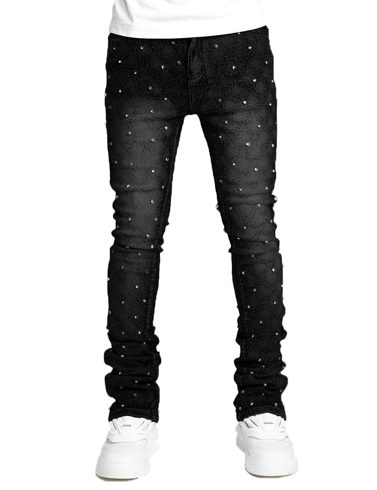 Rhinestone Skinny Stacked Jeans Mens Straight Leg Jeans Casual Pants Slim Fit Jeans Vintage Grunge Hip Hop Pants_mkmklike.com