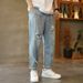 1 2025 Ripped Jeans Men's New Summer Thin Casual Straight Slim Loose Cropped Pants Trendy_mkmklike.com