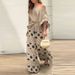 Women's Clothin fashion oblique collar one shoulder high waist casual printed pants suit for women_mkmklike.com