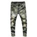 Men's Slim Fit Mid Rise Ripped Patched Jeans Long Straight Pants Youth Softener Machine Washable_mkmklike.com