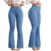 Women's High-Waisted Slim Fit Flared Jeans Solid Color Stretch Casual Hip Lifting European American Style Denim Pants_mkmklike.com