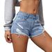 High Waist Light Colored Denim Shorts For Women Raw Edge Summer Hot Girl Style Fashion_mkmklike.com