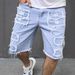 Men's Classic Fit Distressed Denim Shorts – Summer Ripped Casual Shorts With Vintage Wash, Straight Leg & Raw Hem_mkmklike.com