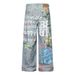 Unisex Trendy Cartoon Print Design Loose Wide Leg Jeans Retro High Street Style Men's Clothing Denim_mkmklike.com