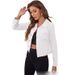 Women's Clothing Retro White Denim Jacket Short Lapel Spring Autumn Indigo Blue Workwear Metal Buttons For Fashionistas_mkmklike.com