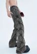 Retro-style Side-pleated Washed Distressed Jeans For Men, Loose Fit, High-waisted, Wide-leg, Floor-length Trousers_mkmklike.com