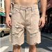 Men's Clothing Summer Men's Denim Shorts High Street Style Ripped Frayed Hem Distressed Loose Fit Non Stretch Five Point Mid Length_mkmklike.com