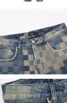 Men's Autumn Mosaic Plaid Check Jeans, American High Street Loose Straight Wide Leg Trendy Personality Denim Pants_mkmklike.com