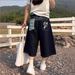 Women's Clothing Women's Korean Cow Trendy Wide Leg Cropped Jeans Washed Retro Old Blue Embroidered Loose Fit Denim_mkmklike.com