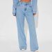 Women's High Waist Straight Leg Jeans With Heart Pocket Design - Washed Denim, Loose Fit, Comfortable & Stylish (Light Blue, S/M/L/Xl)_mkmklike.com