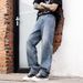 Men's Blue Jeans High Street Style Hip Hop Spring New Mid Length Straight Leg Casual Versatile Loose Wide Leg Pants_mkmklike.com