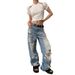 Women's Clothing High Street Hip Hop Ripped Old Retro High Street Jeans_mkmklike.com