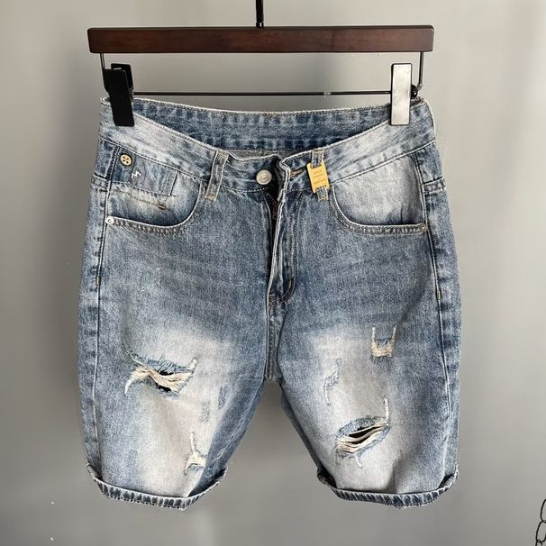 Men's Slim Fit Harem Denim Shorts Summer New Style Straight Leg American High Street Versatile Five Point Trendy Shorts_mkmklike.com