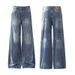 American High Street Retro Bamboo Crack Wide-leg Jeans Men's And Women's Trend Washed Loose Straight Scimitar Long Pants_mkmklike.com