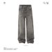 Men's Clothing Vintage Washed Distressed Paint Splatter Straight Leg Jeans For Men & Women - Streetwear Loose Fit Comfortable Slimming Long Pants_mkmklike.com