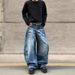 Cleanfit Retro Whiskered Knife Jeans High Street Casual Straight Leg Wide Loose Pants For Men And Women Trendy American Style_mkmklike.com