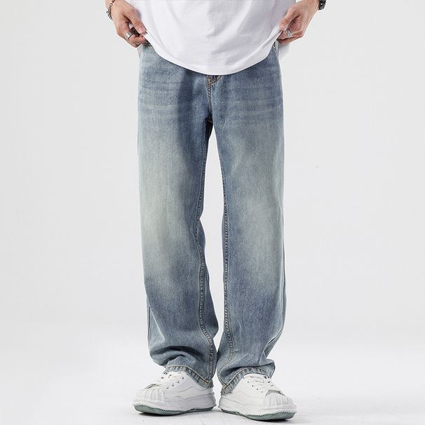 Nordmann Muqiu Clothing | Summer Thin Draped Tencel Lyocell Jeans Men's American Style Wide Leg Loose Straight Long Pants_mkmklike.com
