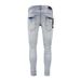 Men's Clothing Men's Distressed Light Blue Skinny Jeans - Hip Hop Patchwork Stretch Denim Pants For Streetwear Fashion_mkmklike.com