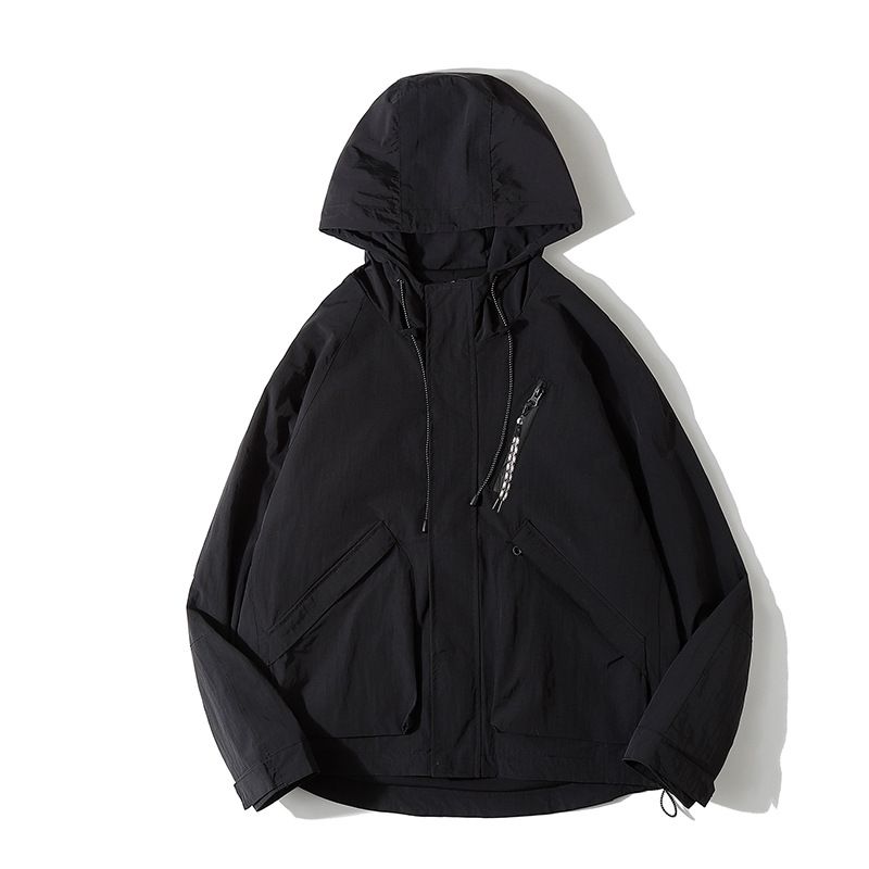 Nanxia Disguise 2024 Spring Solid Color Three-Dimensional Large Pocket Hooded Jacket Japanese Retro Drawstring_mkmklike.com