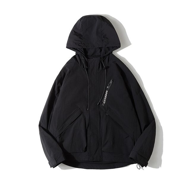 Nanxia Disguise 2024 Spring Solid Color Three-Dimensional Large Pocket Hooded Jacket Japanese Retro Drawstring_mkmklike.com