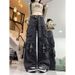American Retro High Street Workwear Jeans For Women, Straight Wide-Leg Casual Pants, 2025 New Fashion Trend Long Pants_mkmklike.com