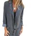 Women's Clothing Casual Denim Jacket With Pockets - Loose Fit Long Sleeve Shirt For Spring & Summer (Blue, Gray, Black, Washed Blue)_mkmklike.com