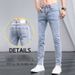 Summer Ripped Jeans For Men Korean Style Slim Fit Nine Point Skinny Jeans Trendy Brand Light Color Spring And Autumn Style Men's Pants_mkmklike.com