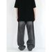 Vintage-Inspired High-Waisted Straight Leg Jeans Relaxed Fit Smoky Grey Washed Denim Elastic Waistband Floor-Length Hem for Men And Women_mkmklike.com