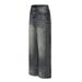Water Ripple Vintage Straight-Leg Jeans Casual Men's Street Style Punk Washed Crease Wide-Leg Pants_mkmklike.com