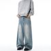 Men's American Classic Washed Denim Jeans Cat Whisker Blade Cuts Baggy Tapered Loose Fit Straight Leg Jeans for Men And Women_mkmklike.com