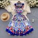 Women's French palace style dress for women new sleeveless vest niche printed waist slimming dress skirt_mkmklike.com