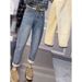 Plus Size Fleece-Lined Thickened Stretch Straight-Leg Jeans For Women Winter Loose Slimming High-Waisted Dad Harem_mkmklike.com