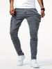 Men's Slim Fit Tapered Leg Jeans Street Style Cool Workwear With Large Side Pockets Washed Denim_mkmklike.com