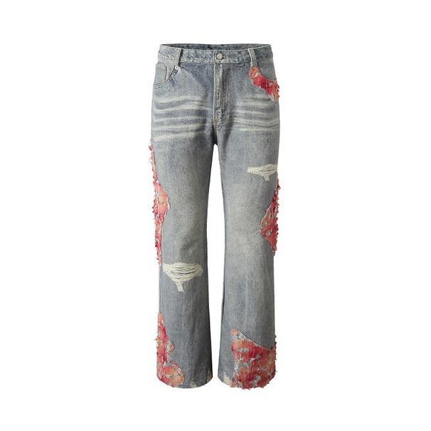 Patchwork Jeans For Women – Trendy Wide-Leg Denim Pants With Relaxed Fit & Unique Design Flattering High Waist_mkmklike.com